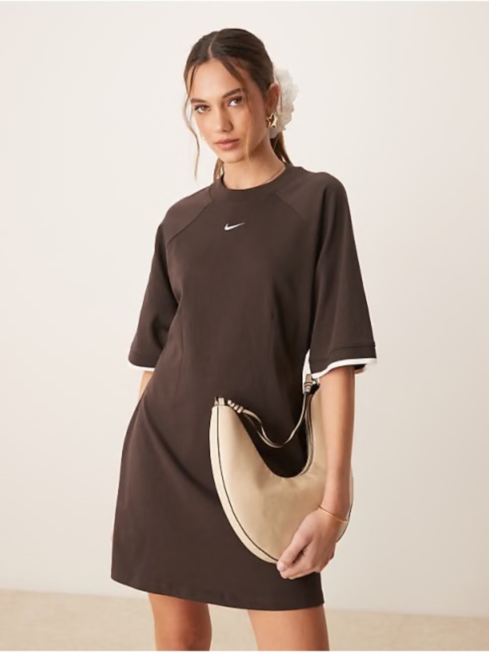 ISO Nike Brown Crewneck T-Shirt Dress Large or Large Tall
